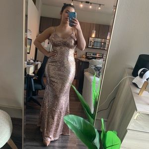 Sequined rose gold long dress